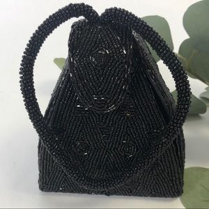 Black Beaded Pyramid Purse Unique